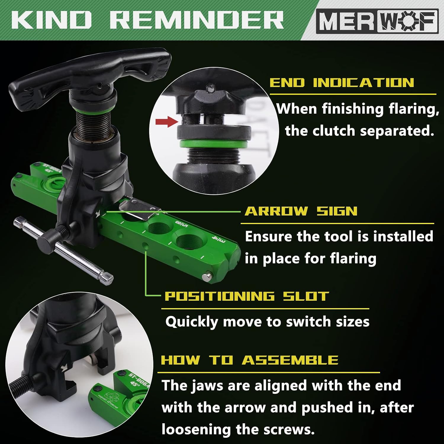 Flaring Tool Kit, 45° Eccentric HVAC Flare Tool for 1/4'' - 3/4'' & 6-19mm