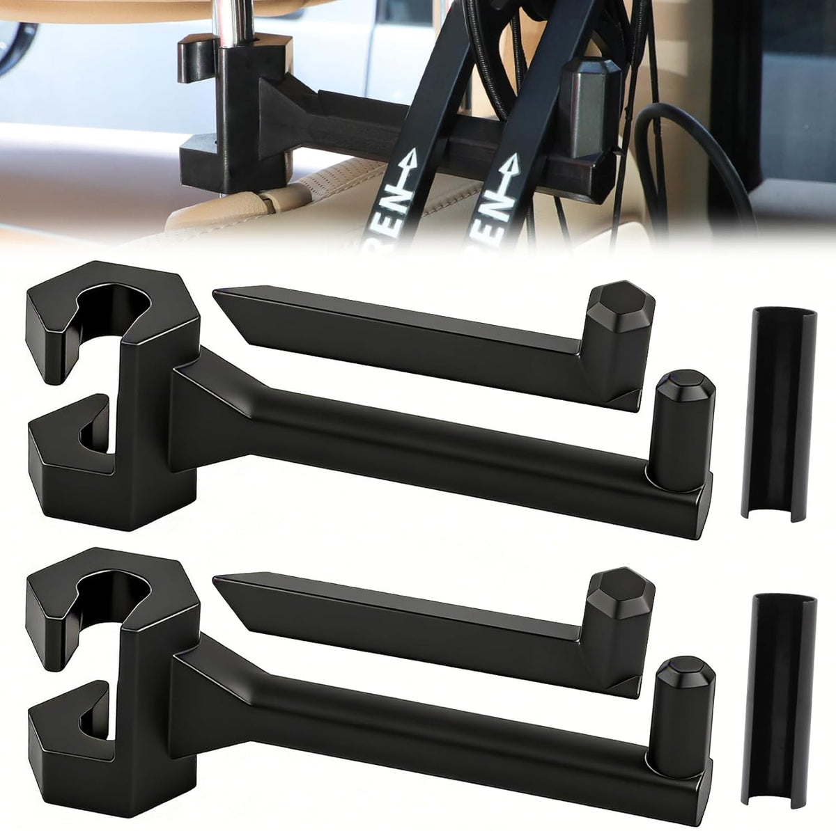 Bow Hanger for Truck, 2 Set Archery Hunting Shooting Bracket Headrest Mount,Universal Compound Bow Holder for Vehicle Storage and Hunting Transport