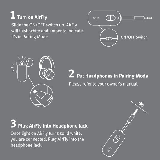 Twelve South AirFly SE Bluetooth Wireless Audio Transmitter Receiver for AirPods or Wireless Headphones - Use with Any 3.5 mm Audio Jack for Airplanes, Gym Equipment, TVs, iPad/Tablets and Auto