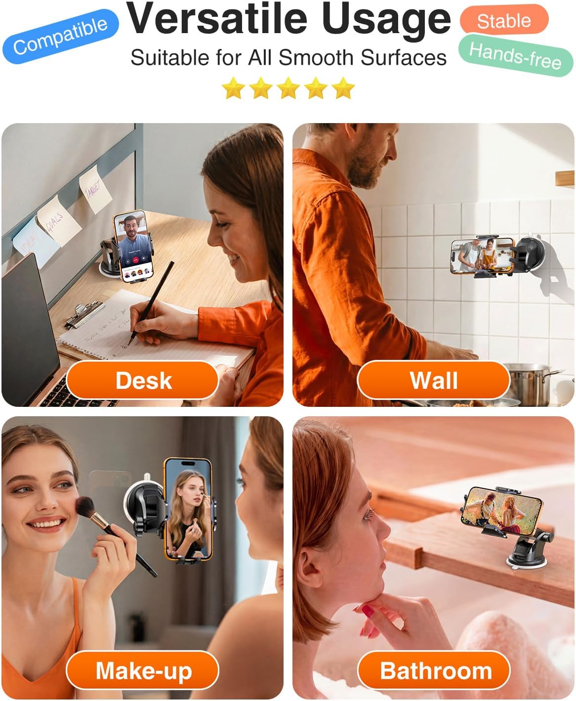 VANMASS Car Phone Holder 2026 Ultimate Military-Grade Strongest Suction & Clip Windshield Dashboard【Newest Best Strongest】Cell Phone Shower & Wall Mounts for iPhone 17 Pro Max 16 15 14 13 Android