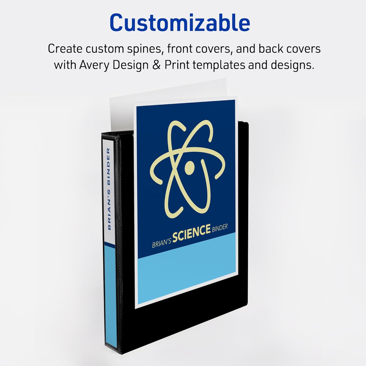 Avery Durable View 3 Ring Binder, 1 Inch Slant Rings, 250-Sheet Capacity, DuraHinge, 1.4 Inch Wide Spine, Customizable Clear Covers and Spine, 1 Dark Blue Binder (17014) (Pack of 12)