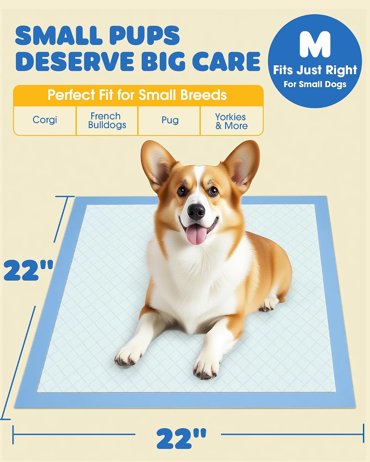 Powools Puppy Pads for Dogs, 22 x 22 in, 6-Layer, Leak-Proof, 150-Pack