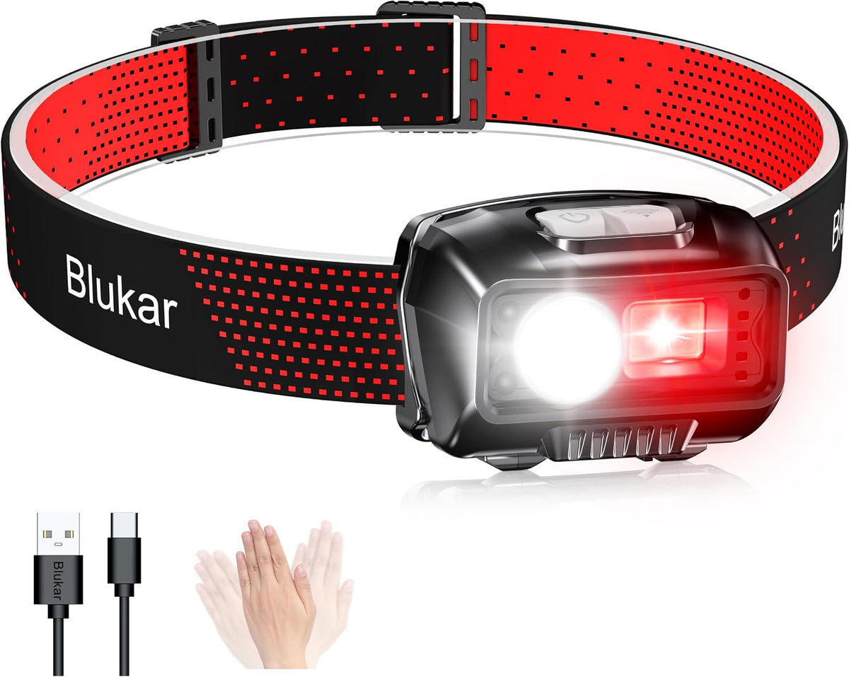 Blukar LED Headlamp Rechargeable, 2000L Super Bright Headlight Flashlight