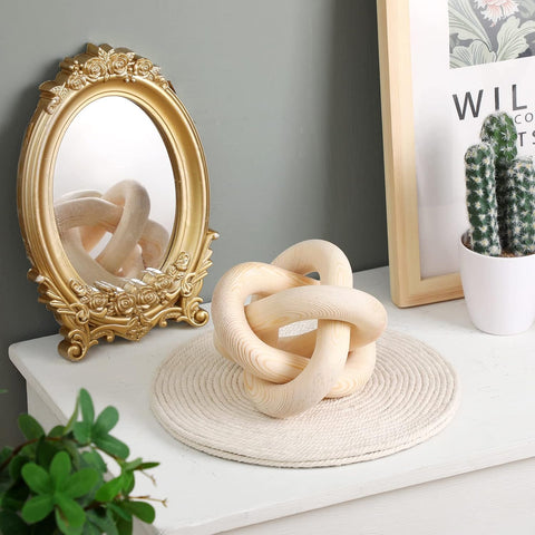 Yalikop 3 Link Wood Knot Decor Rustic Table Shelf Accents, Natural