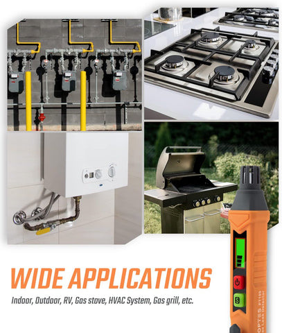 PT199 Natural Gas Leak Detector with Audible & Visual Alarm, Portable Gas Sniffer to Locate Combustible Sources Like Methane, Propane for Home(Includes Battery x2)-Orange