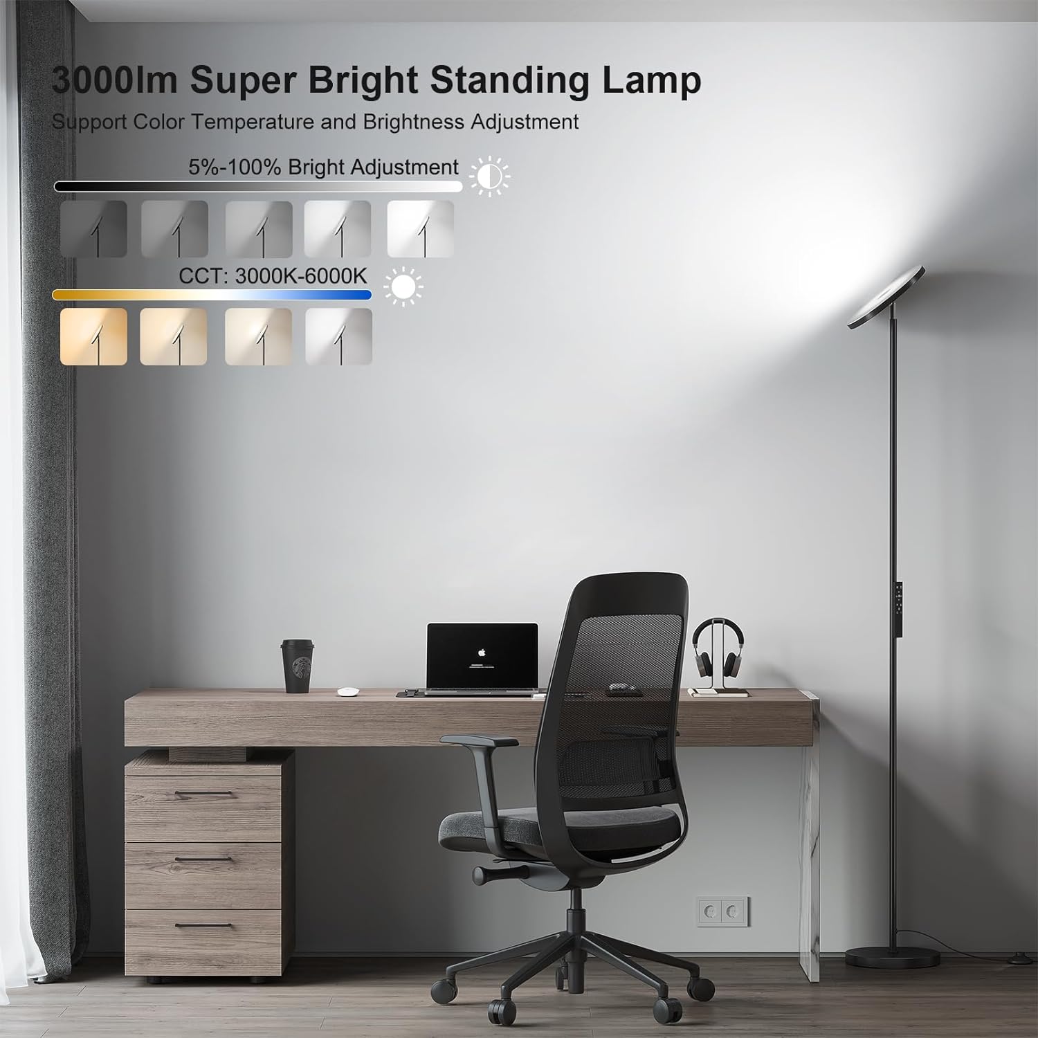 SUNMORY Floor Lamps for Living Room，LED Standing Lamp with Remote Control