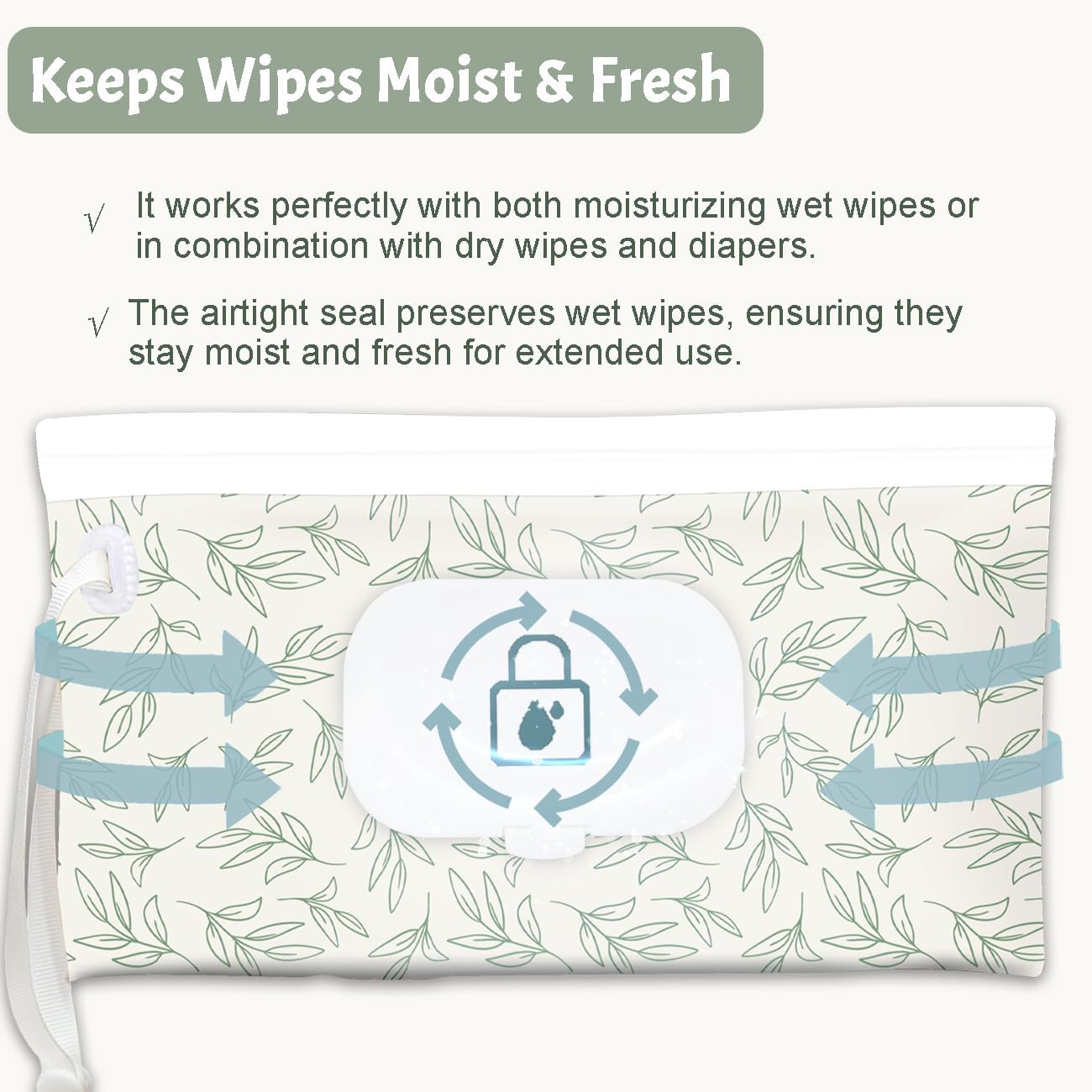 cephira Baby wipes dispenser，portable baby wipes holder for outdoor, Refillable baby wipes container, on the go wet wipe pouch for travel, resuable wipes dispenser for hiking (sage)