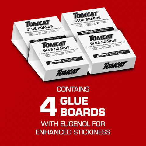 Tomcat Glue Boards with Eugenol for Enhanced Stickiness, 4 Sticky Traps