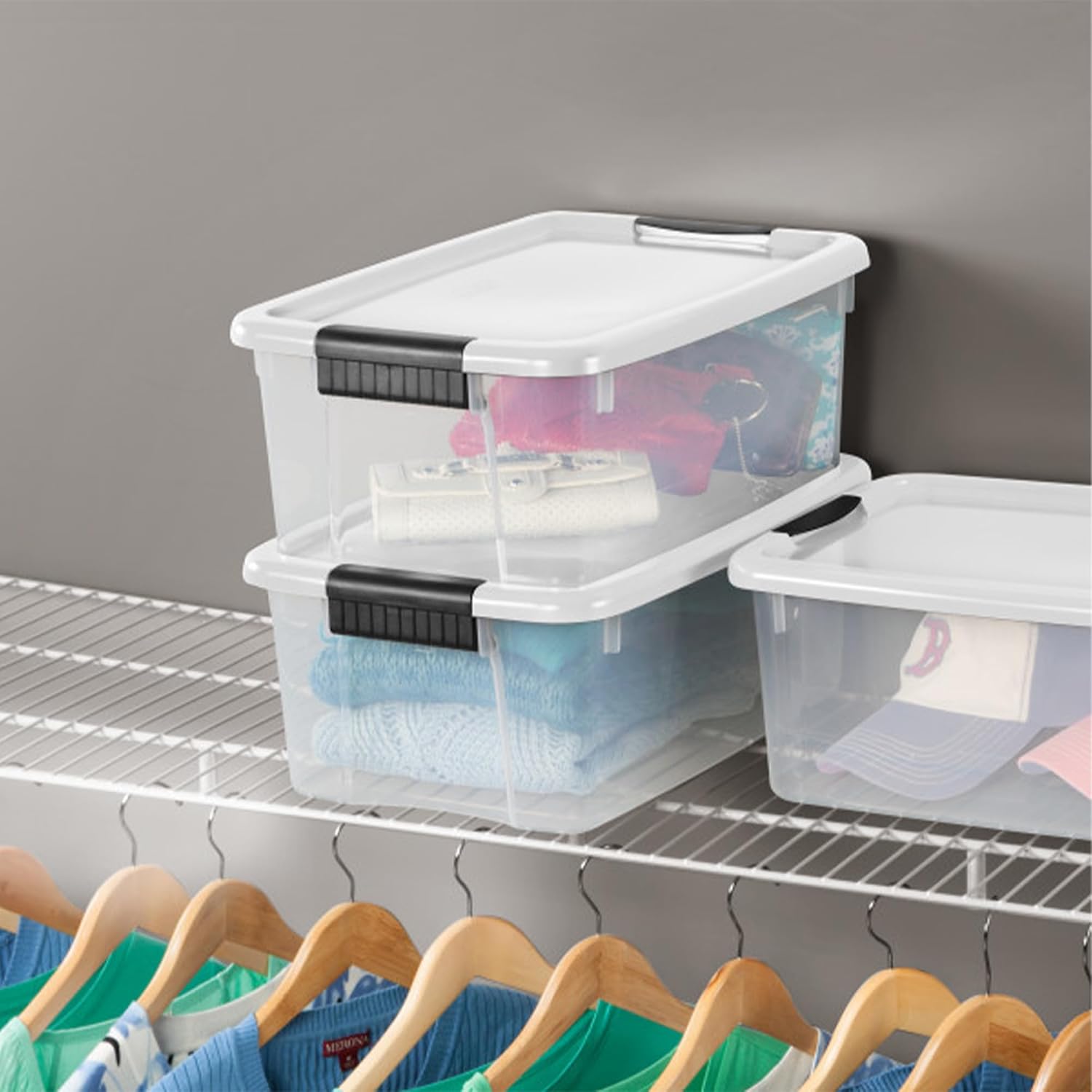 Sterilite Ultra Latch Box with Lids for Home and Office, 18 Quart, 12-Pack