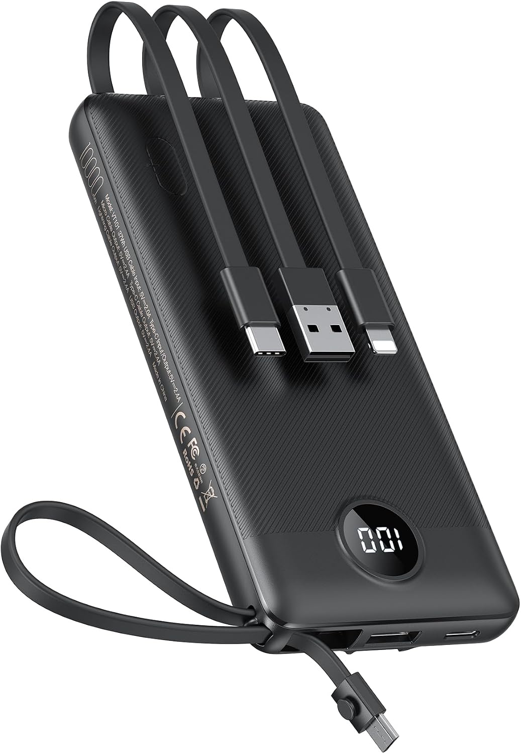 VEEKTOMX 10000mAh Portable Charger with 4 Built-in Cables
