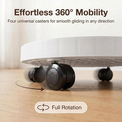 14.2 Inch Planter Caddies Rolling Saucer Caddy with Wheels, Heavy Duty Wheeled Stand for Potted Plant, Round Coaster Roller Base Tray with Casters, Flower Pot Dolly Holder for Indoor Outdoor