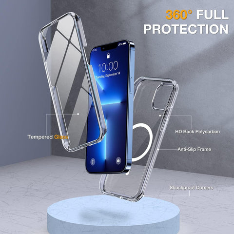 miracase for iPhone 13 Pro Case 6.1",Built-in Glass Screen Protector,Clear