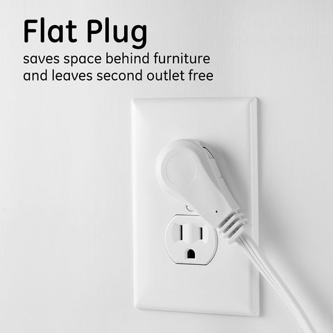 GE 3-Outlet Flat Plug Extension Cord 8 Ft Grounded Extension Cord