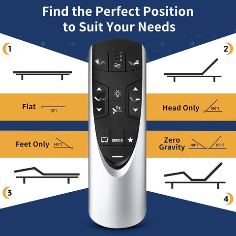 Replacement Remote for Tempurpedic Ergo/Ergo Extend Adjustable Bed Base, RF358A RF502A Wireless Remote Control