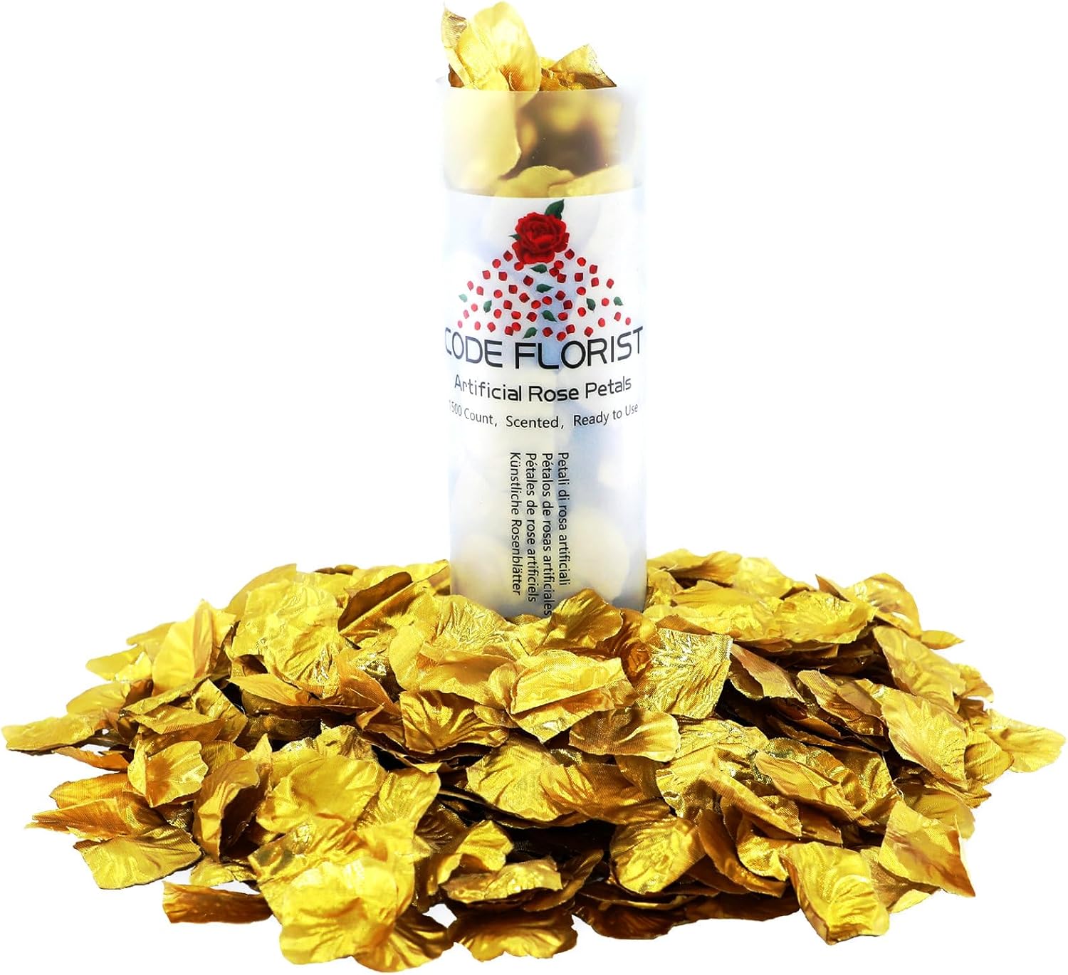 CODE FLORIST 2200 PCS Silk Flower Rose Petals for Wedding Decorations (Orange Yellow)