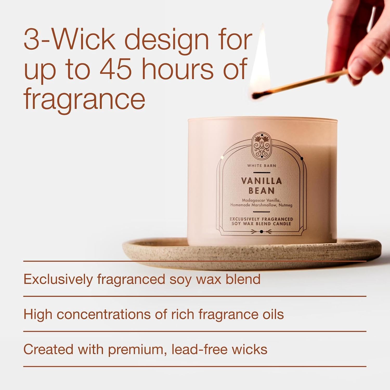 Bath & Body Works Vanilla Bean 3-Wick Candle - Scented Candle for At-Home Use - Long-Lasting, Room-Filling Fragrance - High Fragrance Oil Concentration - Soy Wax Blend
