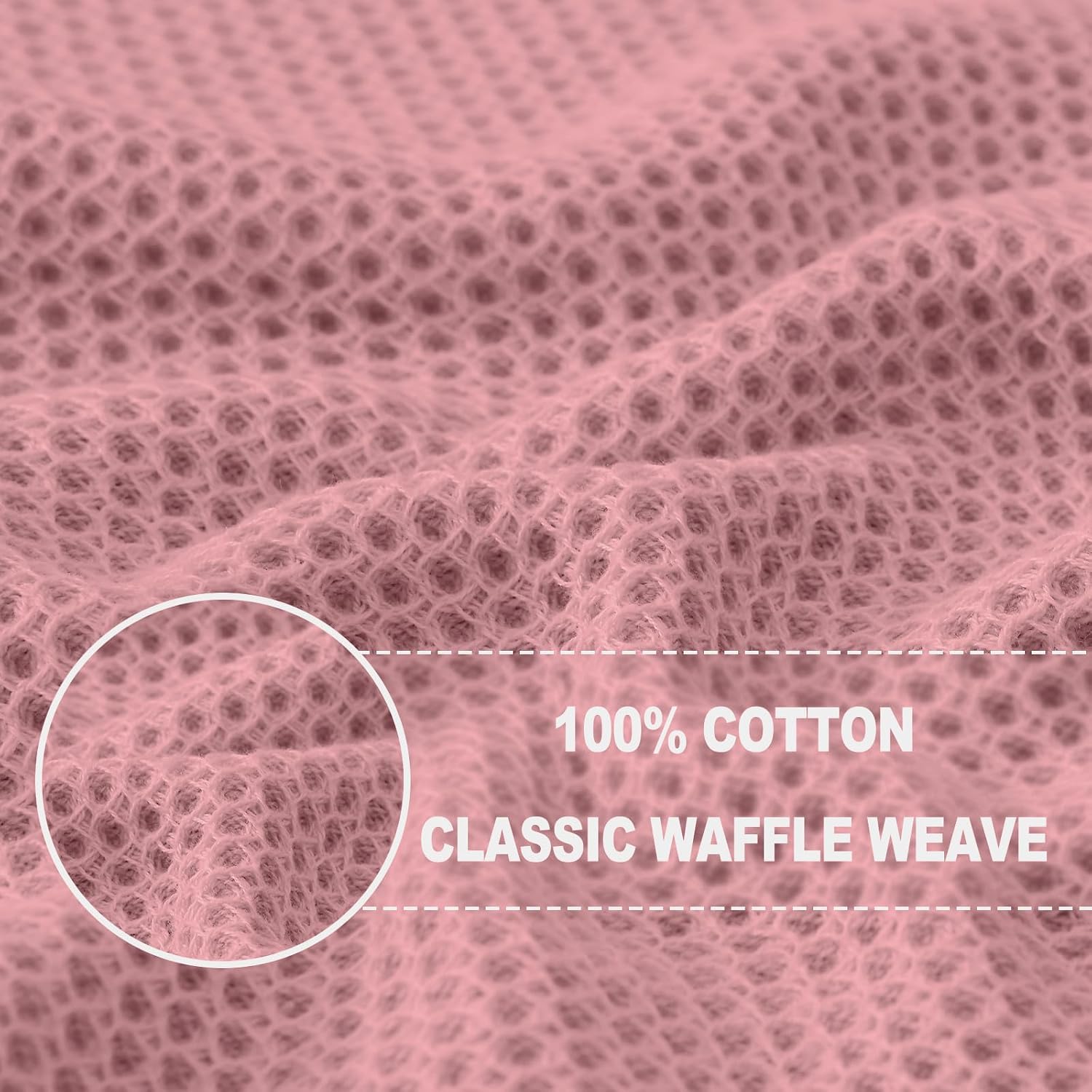 Homaxy 100% Cotton Waffle Weave Kitchen Dish Cloths 8-Pack, Dried Rose
