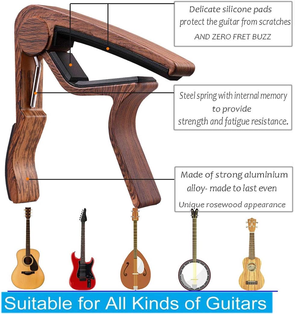 Guitar Capo with Guitar Tuner Clip-On Tuner Guitar Accessoriesor for Acoustic Electric Ukulele
