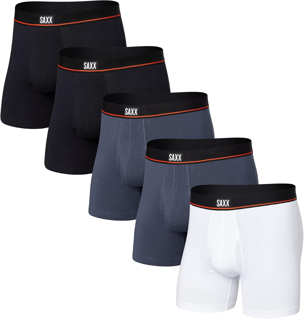 SAXX Underwear Co. Men's Non-Stop Stretch Cotton Boxer Brief Fly 5-Pack