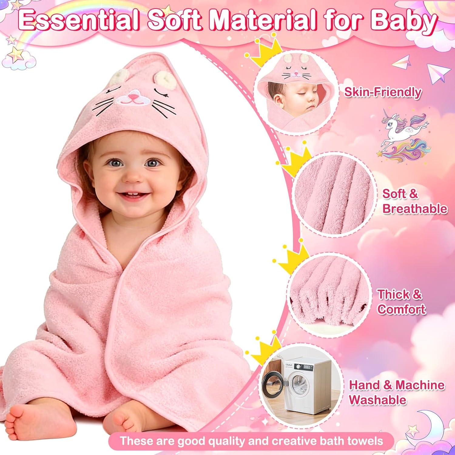 14 Baby Towel Set, Soft Baby Bath Towels and Washcloths Set-Bath Essentials