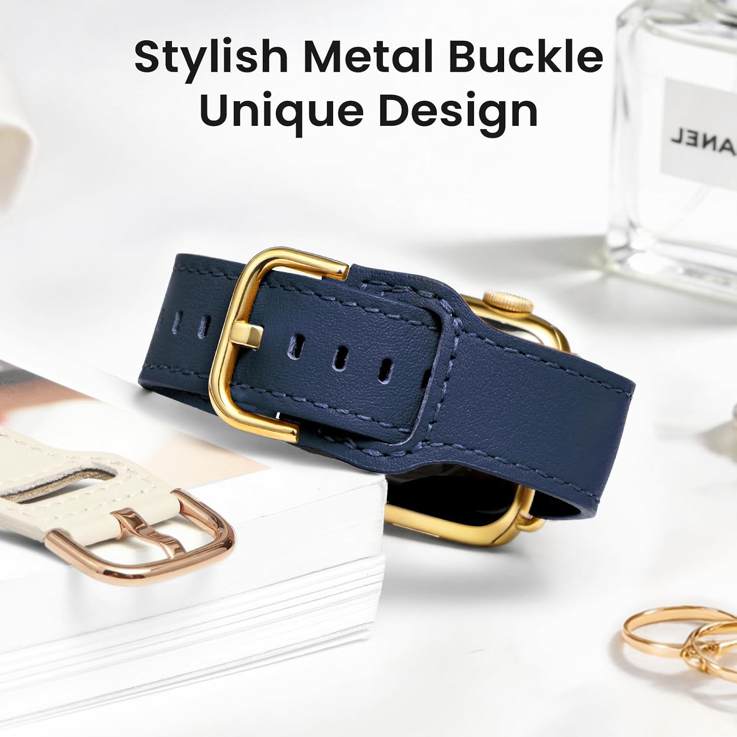 Thin Genuine Leather Bands Compatible with Apple Watch for Women Men