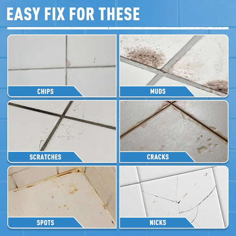 DWIL Tub and Tile Paint, White Touch Up Paint for Porcelain, Scratches, Cracks and Spots on Tile, Porcelain Repair Kit for Bathtub, Sinks, Enamel and Toilets, 1.5 Fl Oz(White)