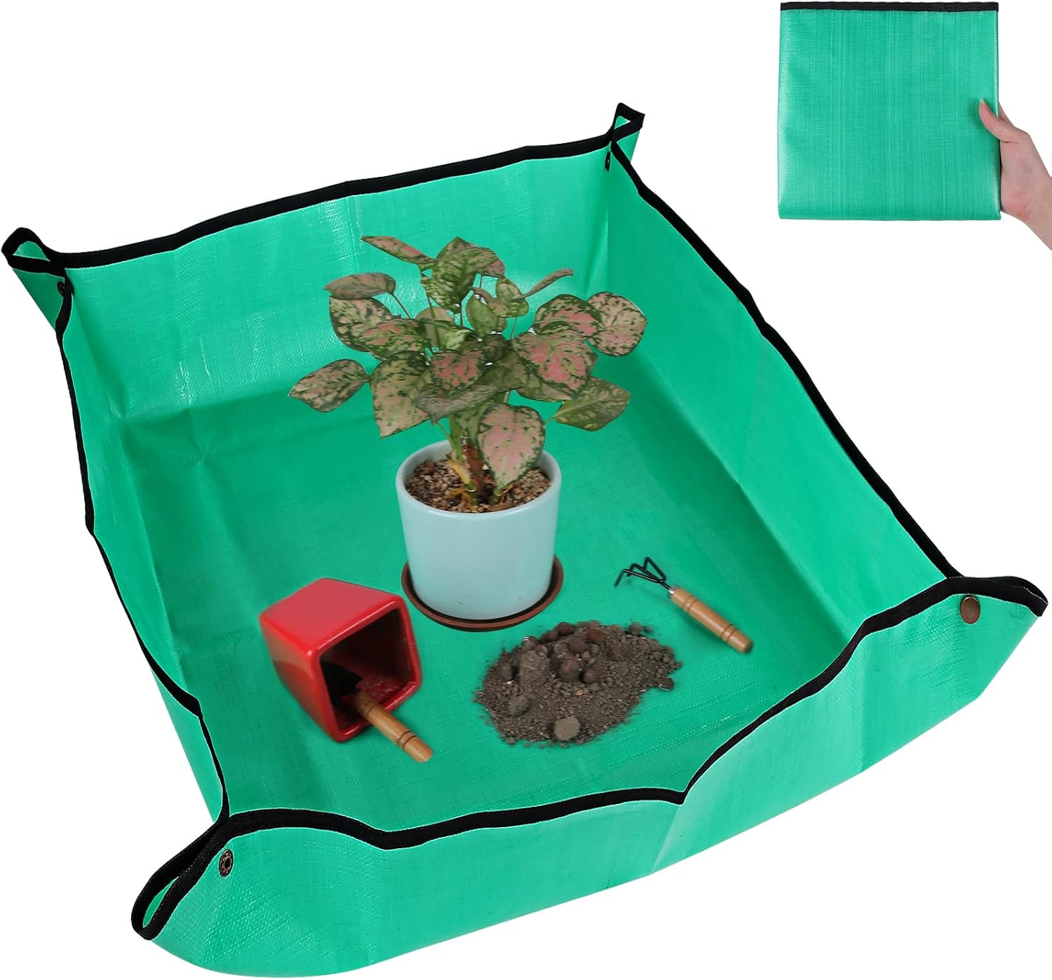 Azureblue Plant Repotting Mat for Indoor Plants Potting Soil Mix, Waterproof Plant Repotting Tray, Potting Mat Gardening Tray for Indoor Potting Succulents Cactus Orchid Pots, Garden Gift(26.8"x26.8")