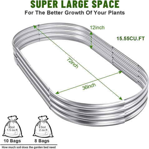 Land Guard Galvanized Raised Garden Bed Kit, 6×3×1ft Raised Garden Boxes Outdoor, Oval Metal Raised Garden Beds for Vegetables...