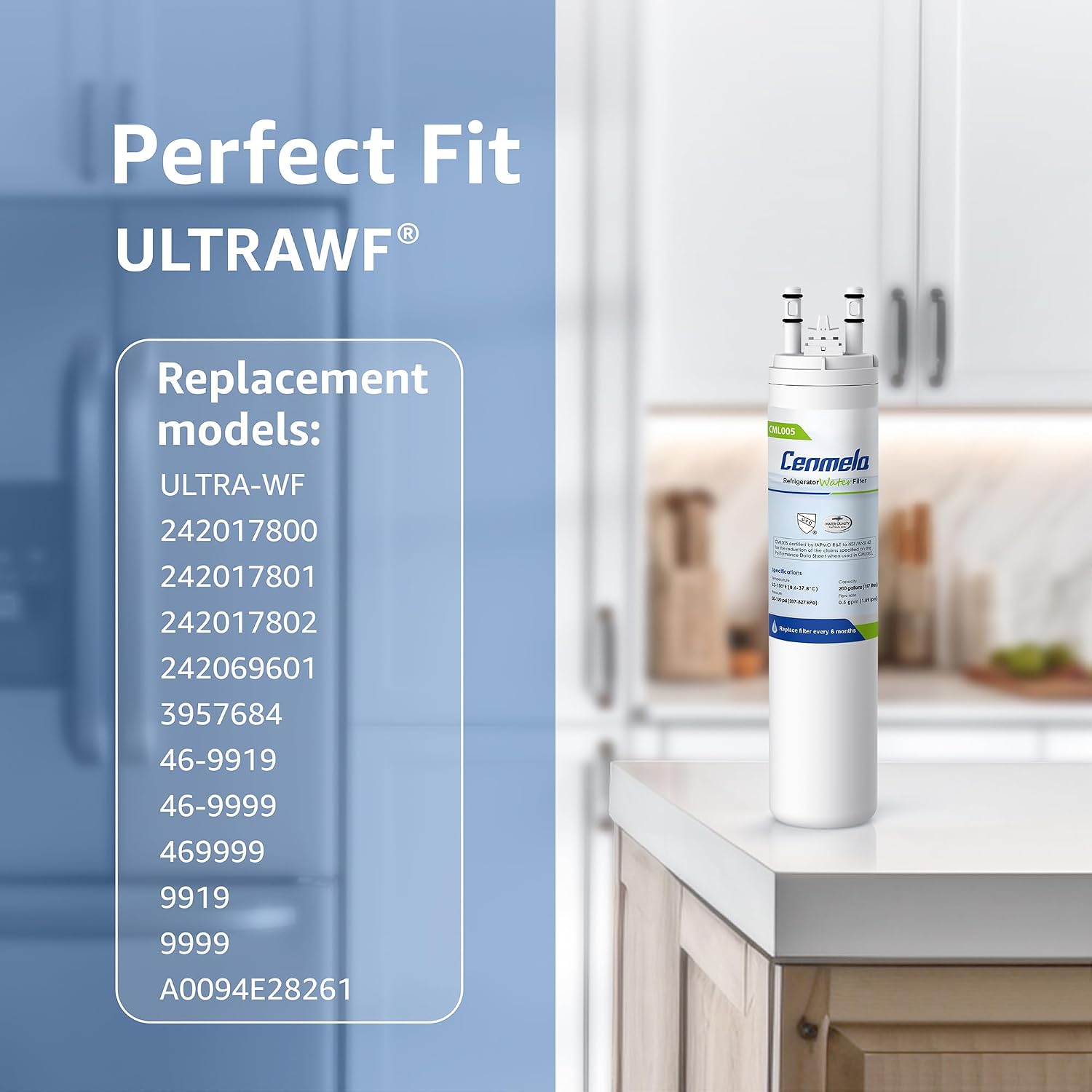Compatible with Frigidaire ULTRAWF, Pure Source Ultra, Kenmore 9999, 469999, 46-9999, A0094E28261, Height 11 inches, Pack of 3