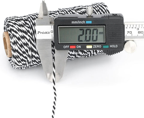 G2PLUS White and Black String,2MM 328Ft Cotton Twine for Crafts & Wrapping