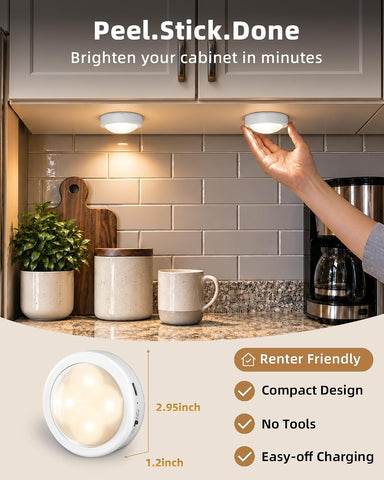 EZVALO 3-Pack Rechargeable Puck Lights with Remote