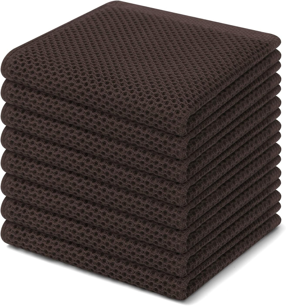Homaxy 100% Cotton Waffle Weave Kitchen Dish Cloths 8-Pack, Dark Brown