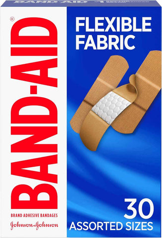 BAND-AID Brand Flexible Fabric Adhesive Bandages, Assorted Sizes, 30 Count