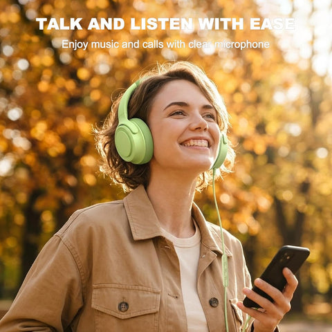 ADOOPE Wired Over-Ear Headphones with USB C Connector, Hi-Fi Stereo Sound, Noise-Isolating Ear Cups, Comfortable Fit for USB C Devices (Green, with Bag)