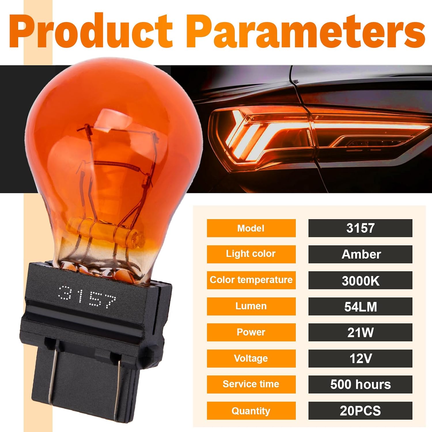 ecocstm 20 PCS 3157 Tail Light Bulb, Miniature 4157 Brake Light Bulb