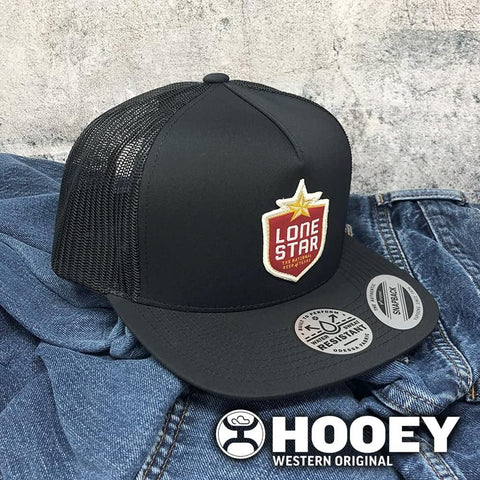 HOOEY Lone Star Beer Patch Trucker Hat for Men, Adjustable Snapback Mesh Baseball Cap, 5-Panel Western Work Hat