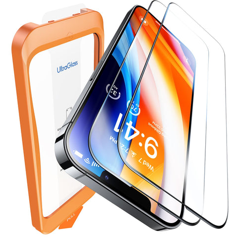 UltraGlass Top 9H+ Glass for iPhone 13 Pro Max Screen Protector Glass [Military Grade Shatterproof & Longest Durable] Screen Protector 13 ProMax Tempered Glass, Auto Install, 2 Packs