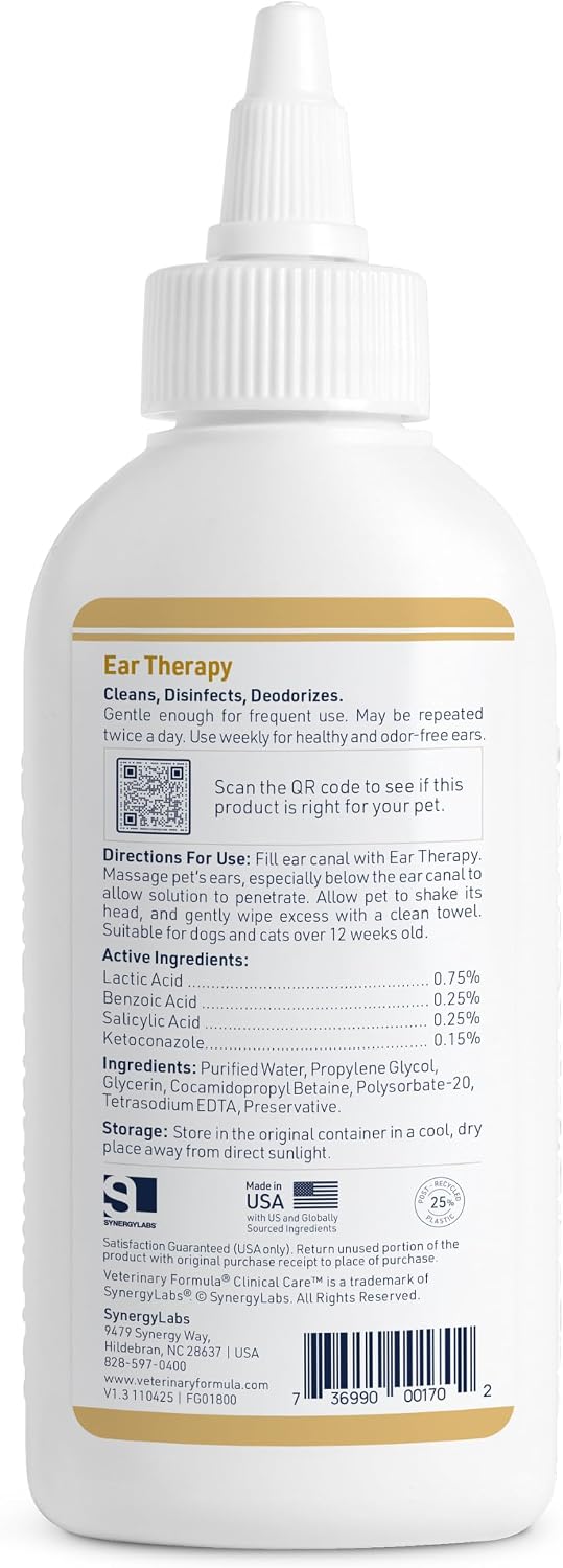 Veterinary Formula Clinical Care Ear Therapy Cleaner for Dogs & Cats, 4 oz