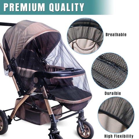 Sysmie 2 Pack Baby Stroller Mosquito Net, Durable Mesh Protection, Black