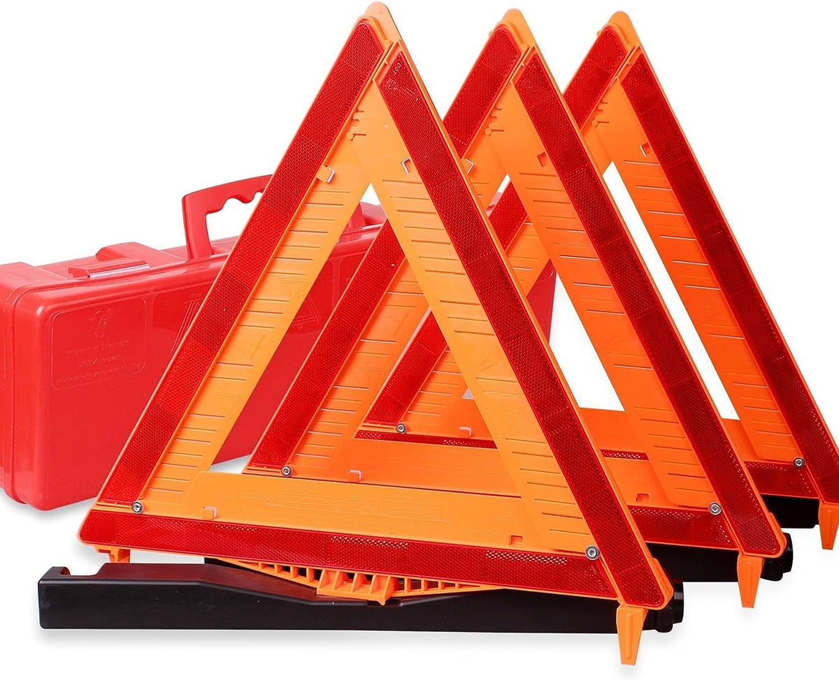 CARTMAN 3PK DOT Warning Triangles with Empty Base & Storage Case