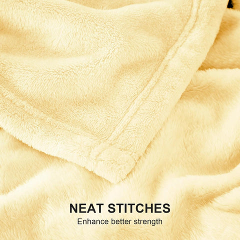 Hansleep Queen Bright Yellow Fleece Blanket, Soft Flannel Bed Blanket