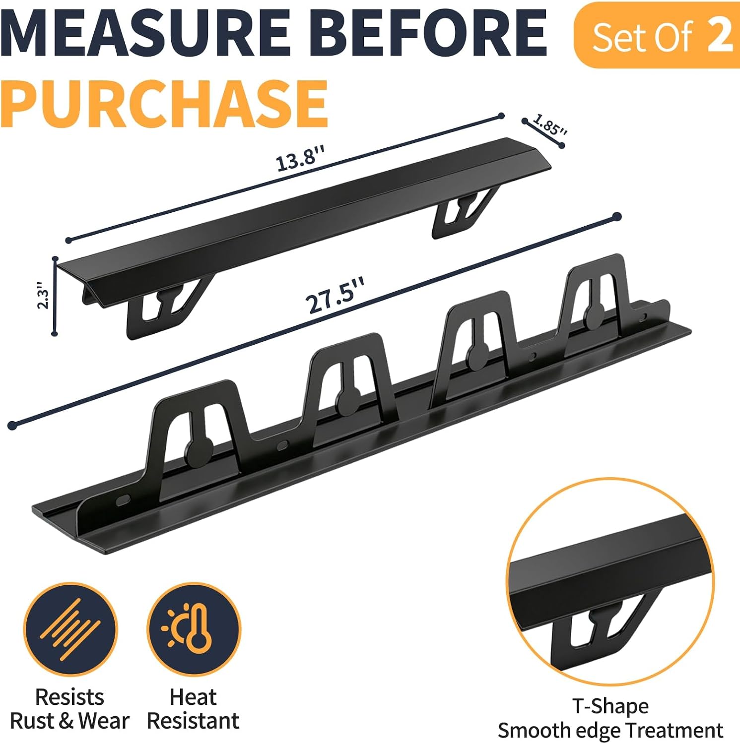 T-Shape Stove Gap Covers Stainless Steel, 2 Pack Stove Gap Filler Easy Retractable Length 13.8" to 27.5", Width 1.85" - ALMCALS Oven Gap Filler Stove Guards Range Trim Kit