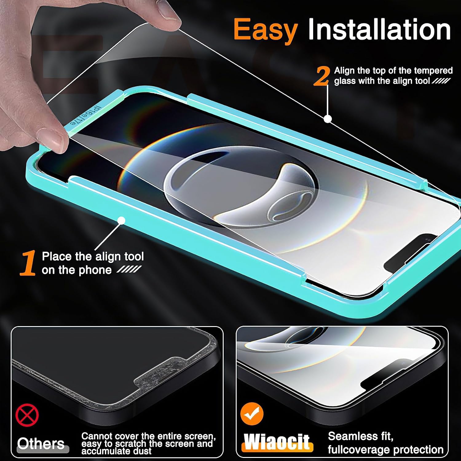 Wiaocit Tempered Glass Screen Protector for iPhone 16e/iPhone 17e