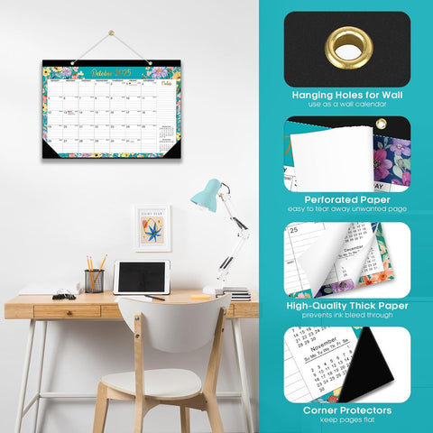 Taja Desk Calendar 2026-2027, Runs Until June 2027, 21-Month, 17" x 12"