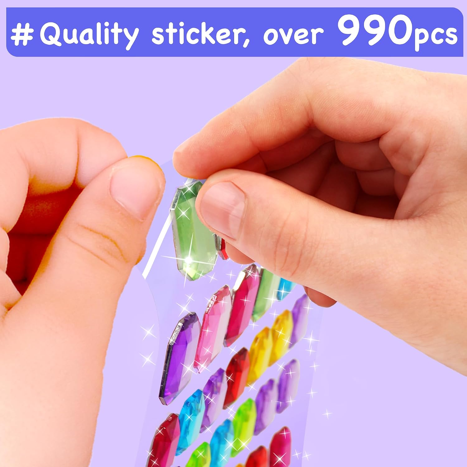 EZCRA Gem Sticker Kit for Kids - 990+ Stickers, 8 Unicorn Princess Themes