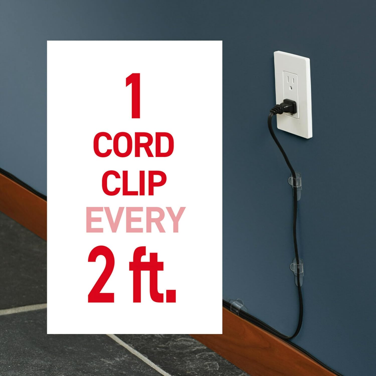 Command Clear Cord Clips, 13 Clips, 16 Strips