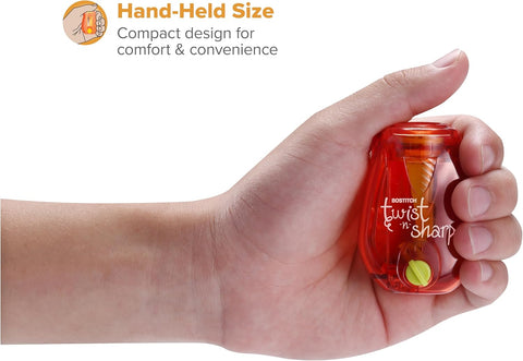 Bostitch Twist-n-Sharp Handheld Pencil Sharpener for Kids, Red