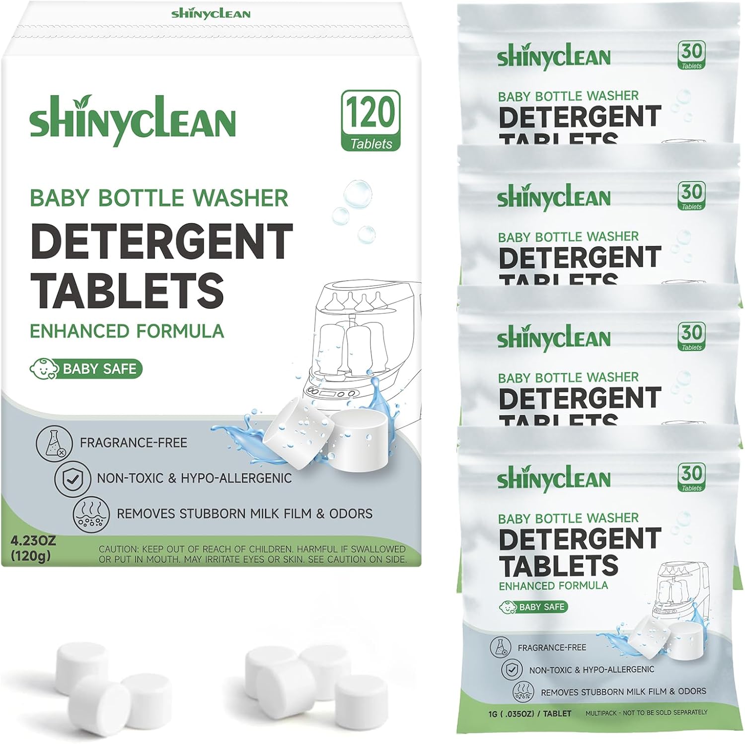 Bottle Washer Detergent Tablets, Fits All Machines, 120 count
