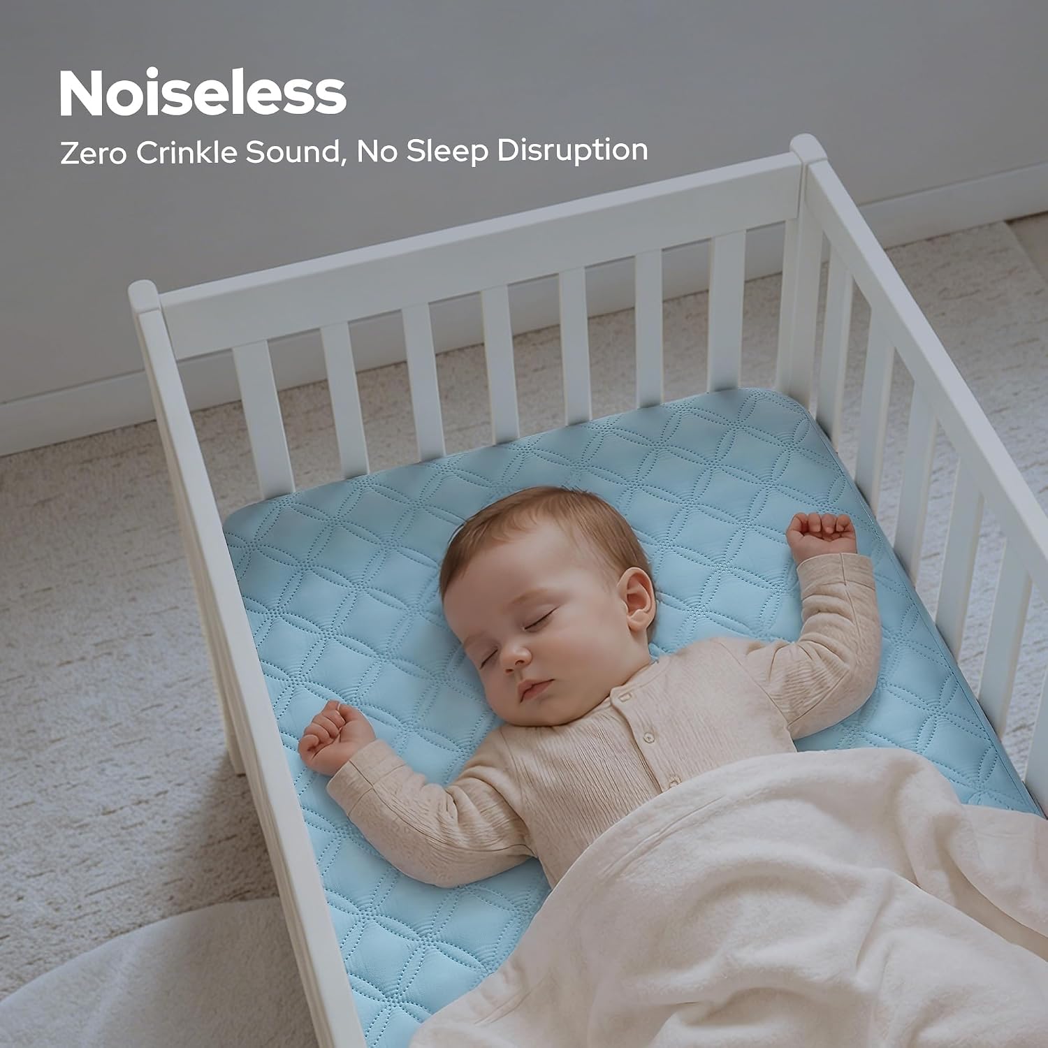 BEDLORE Baby Crib Mattress Protector 2-Pack Waterproof Blue 52"x28"