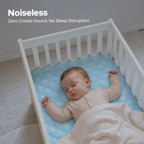 BEDLORE Baby Crib Mattress Protector 2-Pack Waterproof Blue 52"x28"